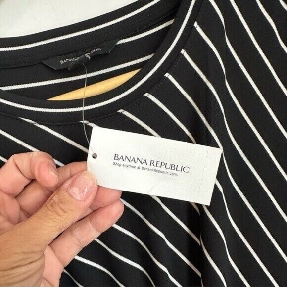 Banana Republic Stripe Twist FrontMidi Dress Size Medium Black & White - Picture 10 of 15